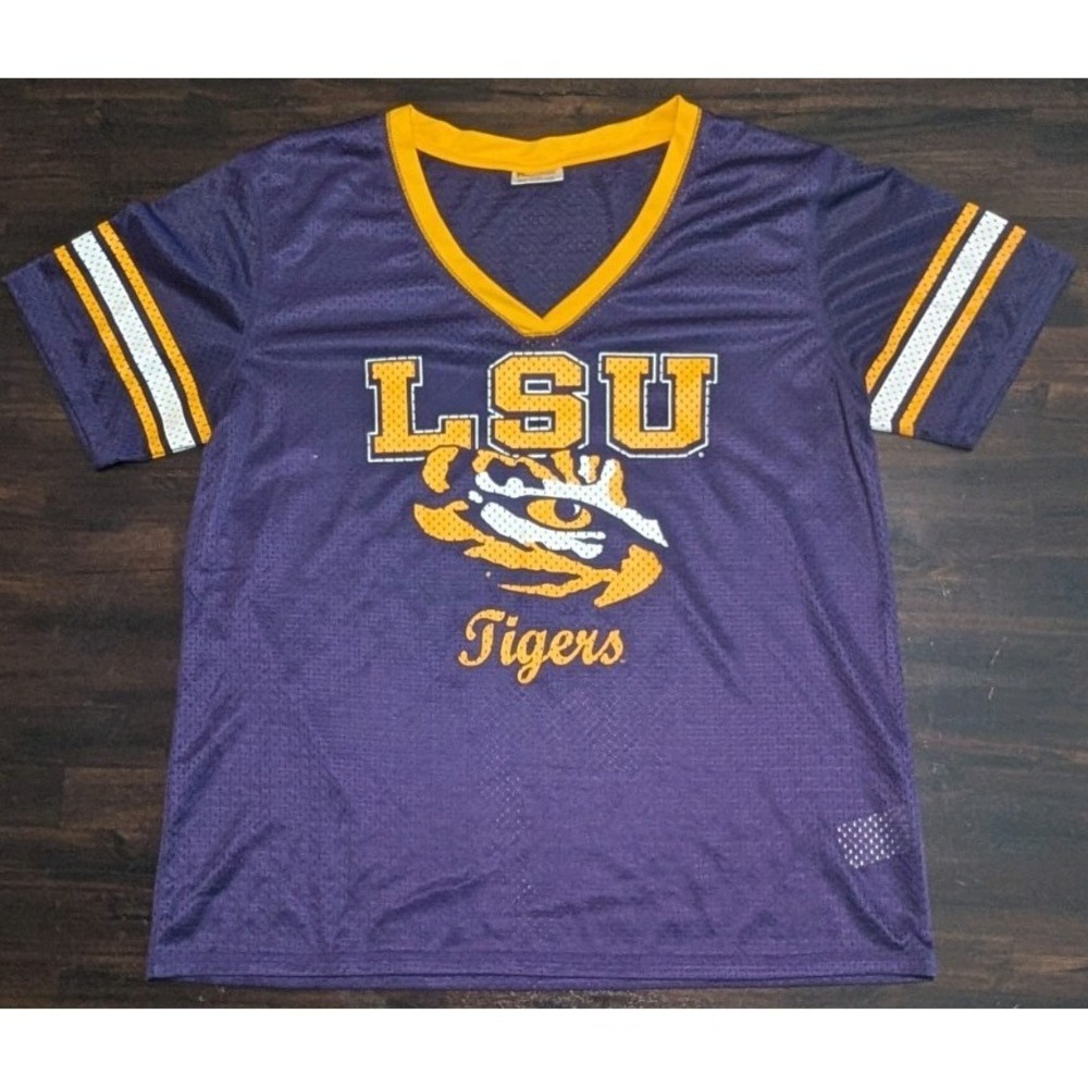 🐯🐯 VTG LSU Tigers Jersey Mens XL Y2K Purple Mesh 2000s